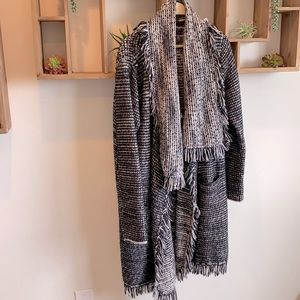 Vince shawl collar with fringe sweater